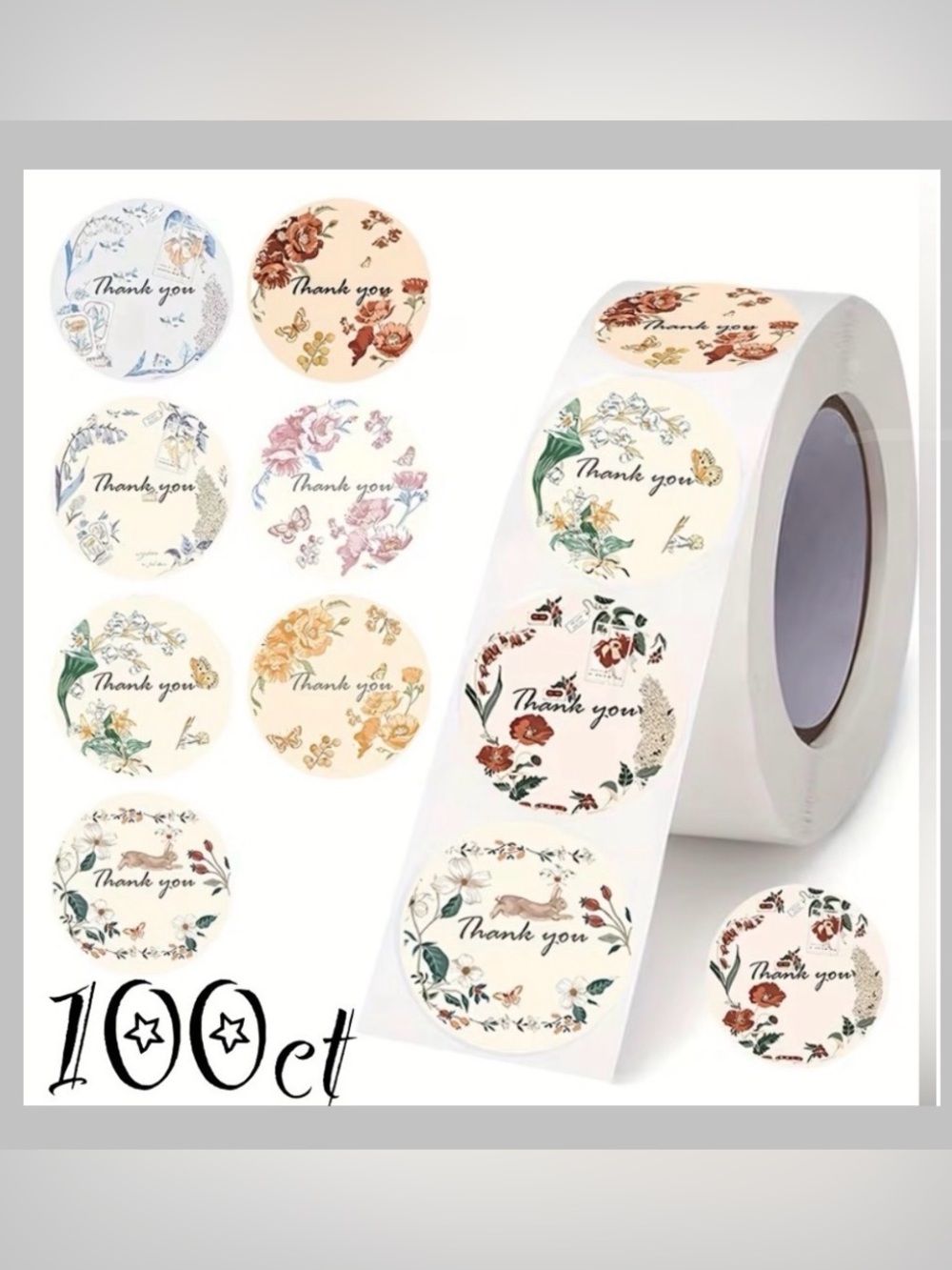 Thank You Design Stickers 100ct~ 1”  (Boutique) ~NEW~ 2 For $12